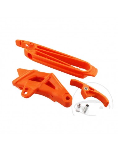 KIT GUIA CADENA - PATIN BASCULANTE - PATIN INFERIOR KTM EXC/EXCF 08-11 SX/SXF 07-10 NARANJAS