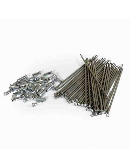 JUEGO DE RADIOS Y CABECILLAS RUEDA TRASERA 18" GAS GAS EC 00-14 PLATA