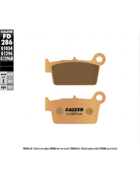 PASTILLAS DE FRENO TRASERAS GALFER GAS GAS 10-20 KAWA KX 250-450 04- RIEJU MR 20- YAMAHA YZ/WR 03-