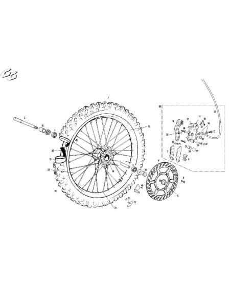 CONJUNTO EJE RUEDA DELANTERA + TAPON GAS GAS EC 04-09
