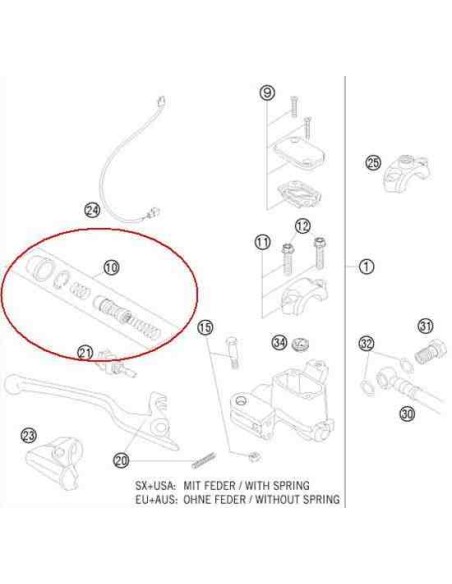KIT REPARACION BOMBA FRENO DELANTERO KTM 06-08 BREMBO 10MM