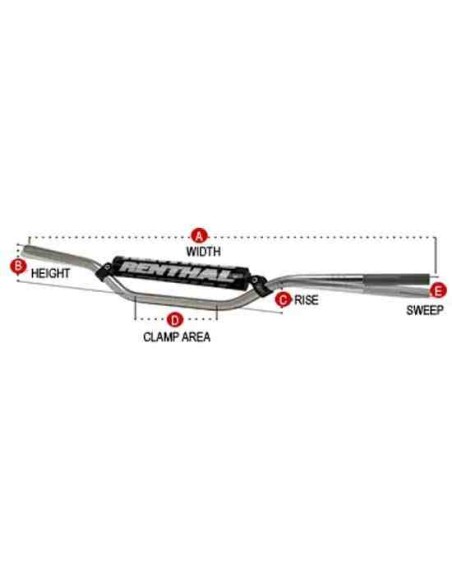 MANILLAR TRIAL RENTHAL 22.2MM 5.0 PLATA