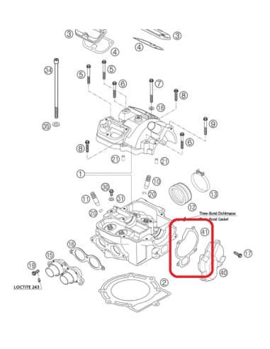 JUNTA TAPA BOMBA DE AGUA KTM 59035053000