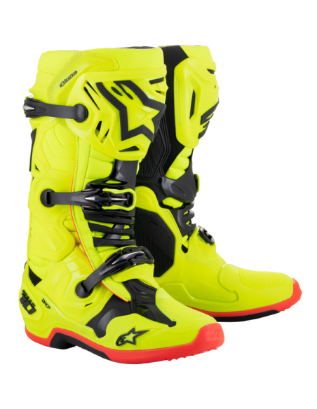 BOTAS ALPINESTARS TECH 10 AMARILLO FLUOR NEGRA ROJO FLUOR