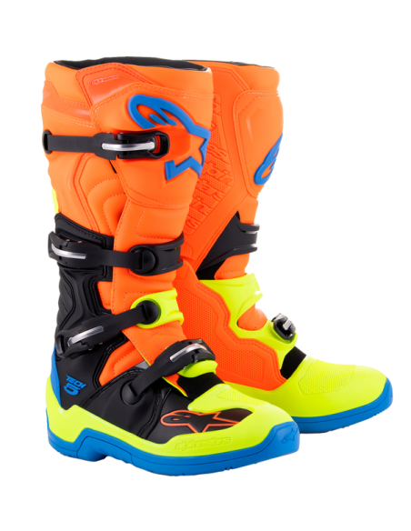 BOTAS ALPINESTARS TECH 5 NARANJA FLUOR AZUL AMARILLO