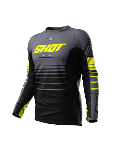 CAMISETA SHOT DEVO PEAK NEGRA AMARILLO FLUOR 2024